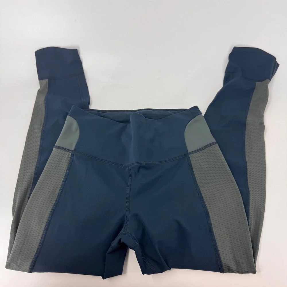 Allyson Felix x Athleta Navy Mesh Activewear Set Bra XS Leggings S‎ Ankle Zip
